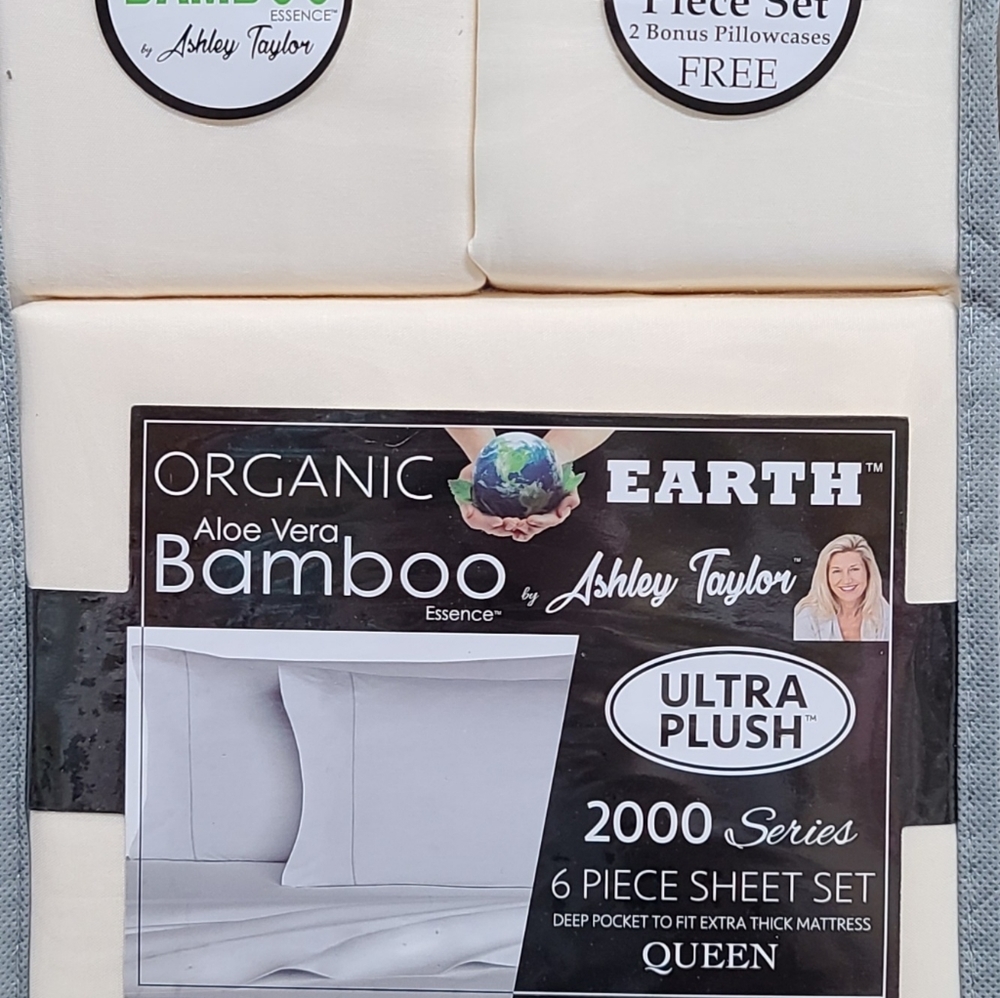 Aloe Vera Bamboo 6 Piece Sheet Set - Queen, Cream